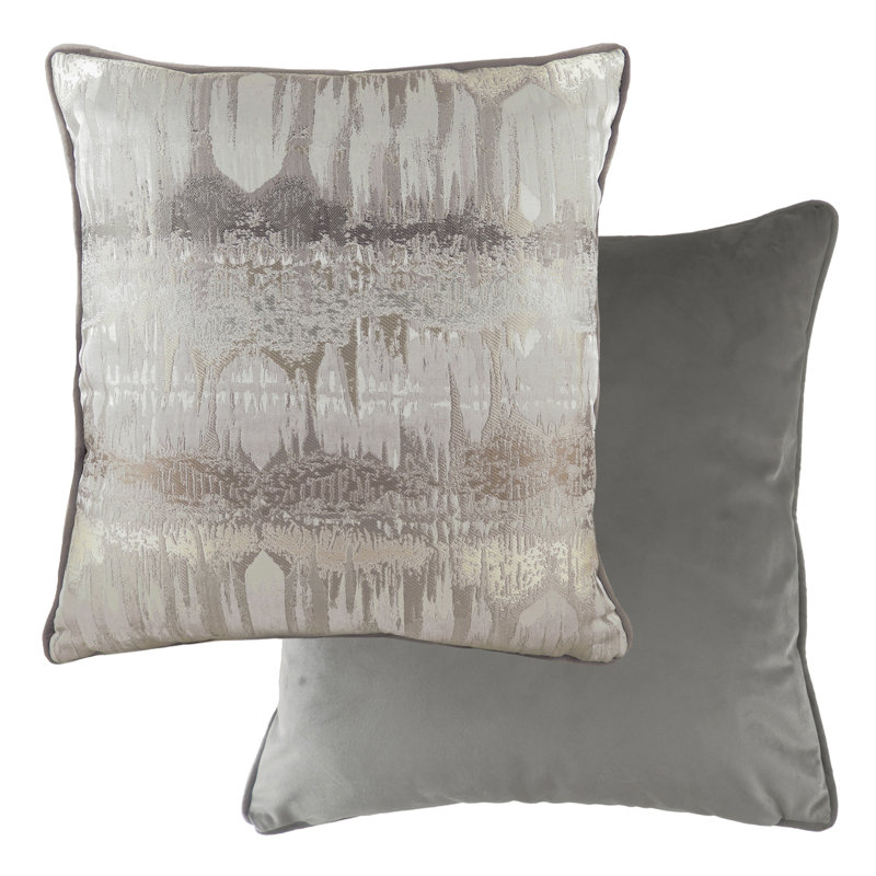 Abstract Square Cushion, 56cm H x 56cm W x 1cm D, Steel Grey, Polyester