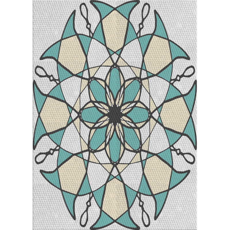 Tapis blanc cassé/vert mer, Rectangle 3 pi x 5 pi