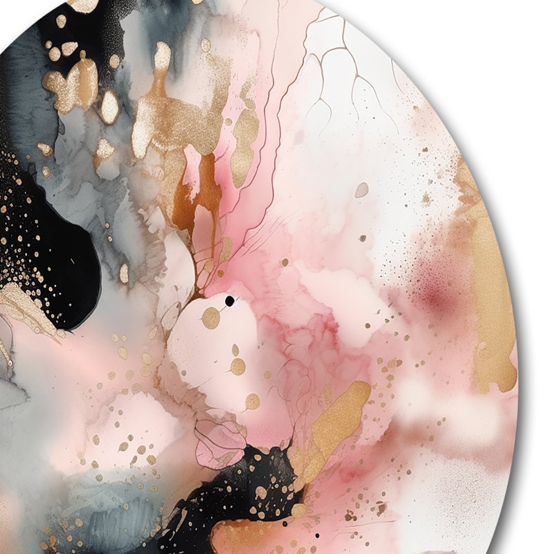 Décoration murale en métal rose doré et texture de marbre II, H 29 po x l 29 po x P 1 po