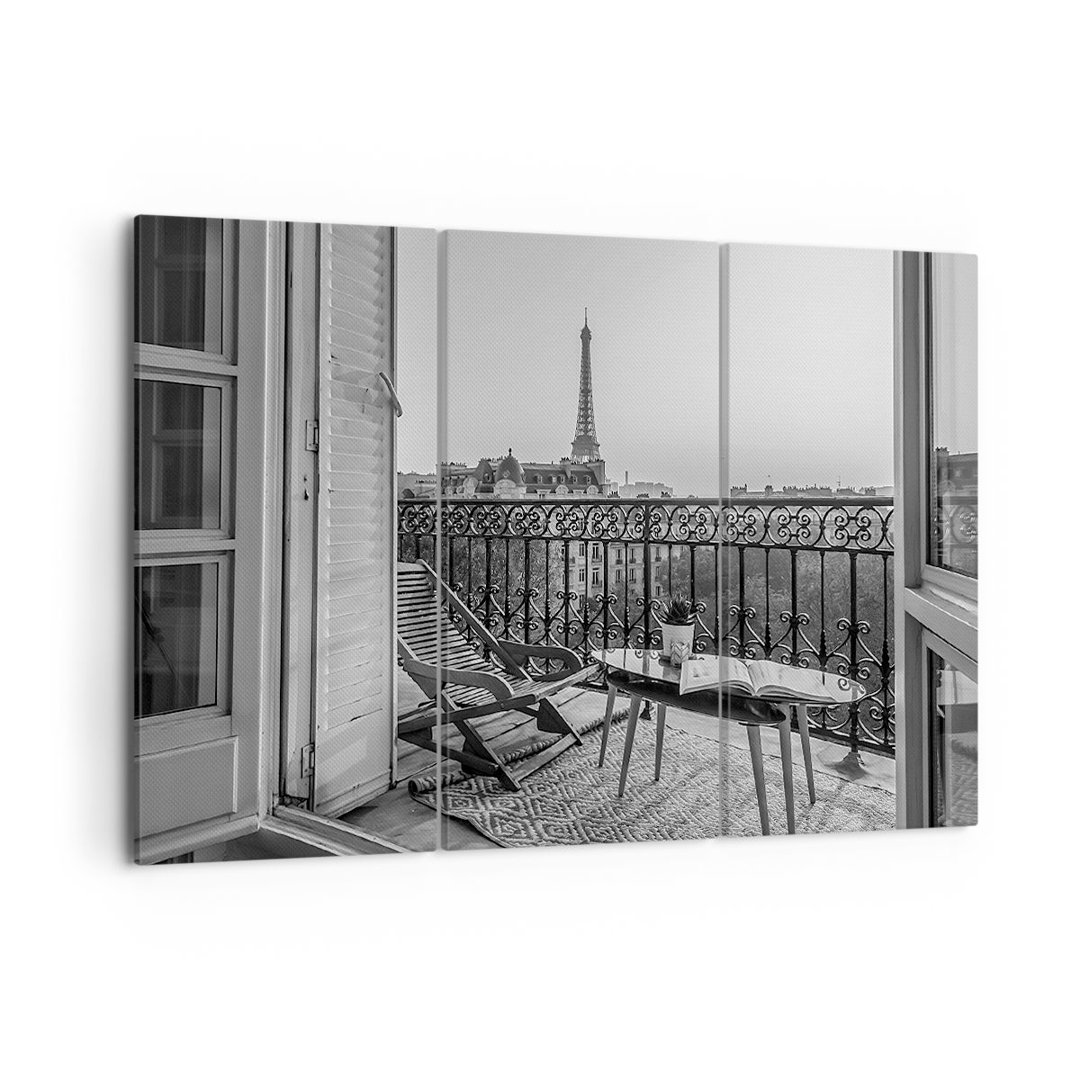 3-tlg. Leinwandbilder-Set Black and White Paris Balcony