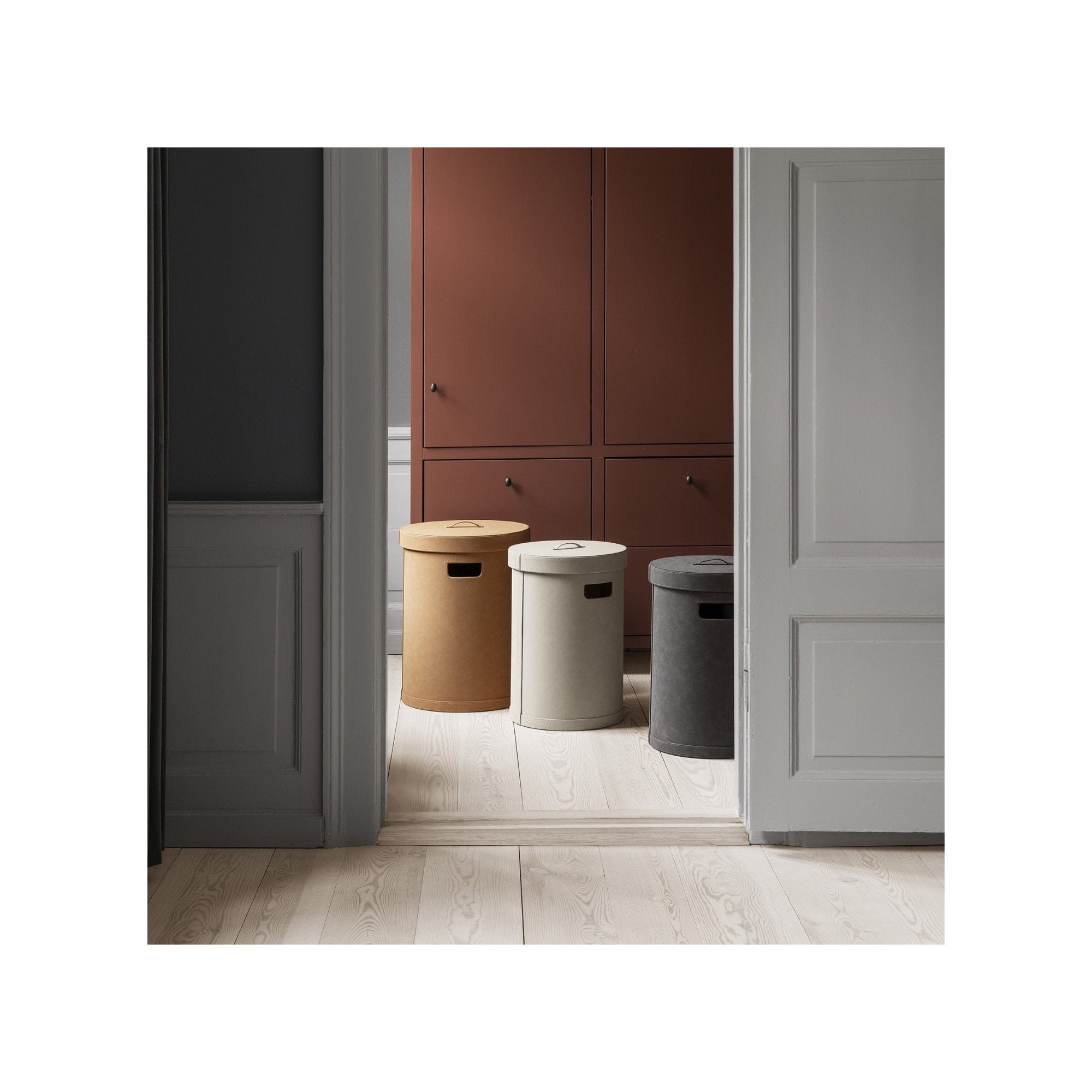 SAHLA Leather / Faux Leather Storage Bin, Tan, 71.2