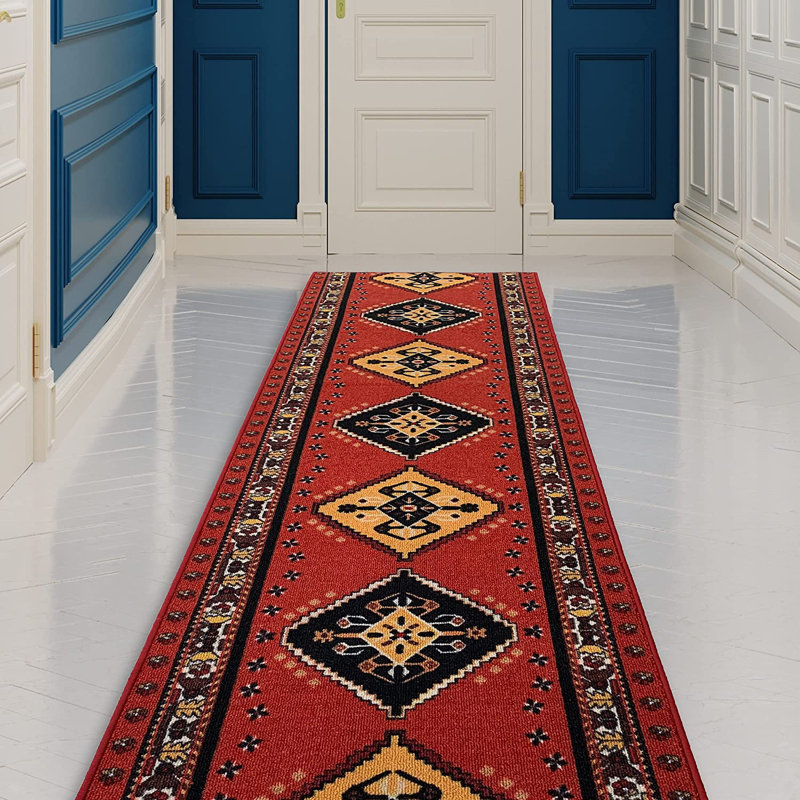 Custom Size Runner Rug 31 Inch Wide Choose Your Length Southwestern Kilim Design Burnt Orange Color, Runner 2'7'' x 10'