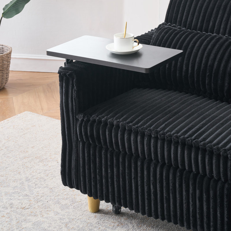 Push-in Corduroy Sofa Multifunctional Design, Black