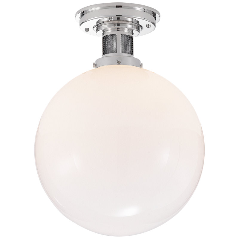 Ralph Lauren McCarren 1 Light Flush Mount, Polished Nickel, 16"H x 12"W x 12"D