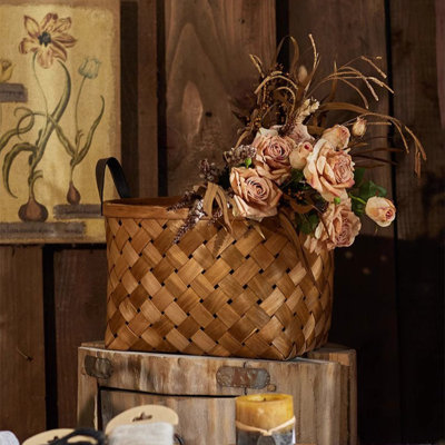 Rustic Handwoven Woodchip Basket