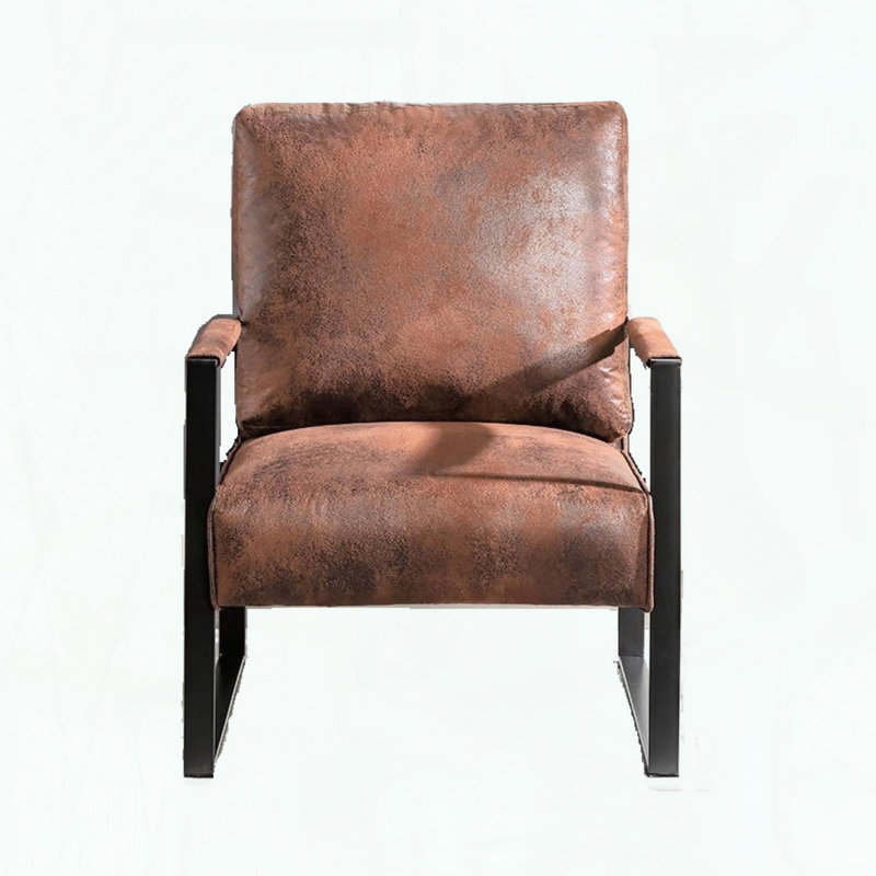 Chaise d'appoint Mid-Century moderne avec structure carrée en métal, Brun