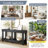 62.9" U-Style Vintage Living Room Side Table - Solid Construction, 6 Legs, 4.5" Thick Desktop, Rivet Decoration, Shelf Storage Entryway With 62.9-Inch Wide Surface Fir Wood, 4.5-Inch Top, Metal