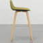 Tabouret Mid-Century 2 - siège rembourré, placage de bois, repose-pieds, revêtement polyvalent en tissu acide, base en contreplaqué