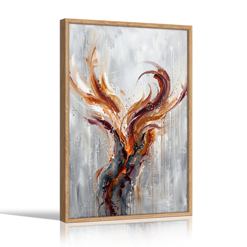 Ensemble de 1 tableau abstrait sur toile avec flamme, 24"H x 18"W, Natural
