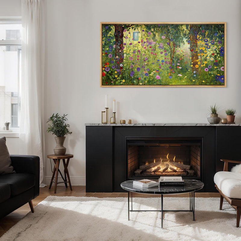 «Vibrant Wildflower», fleurs de jardin colorées rétro, très grand classique, impression sur toile encadrée, H 30 po x l 60 po
