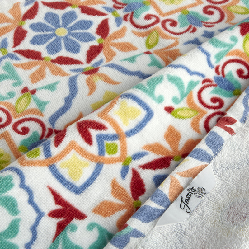 Fiesta Worn Tiles Kitchen Towels Set, Orange