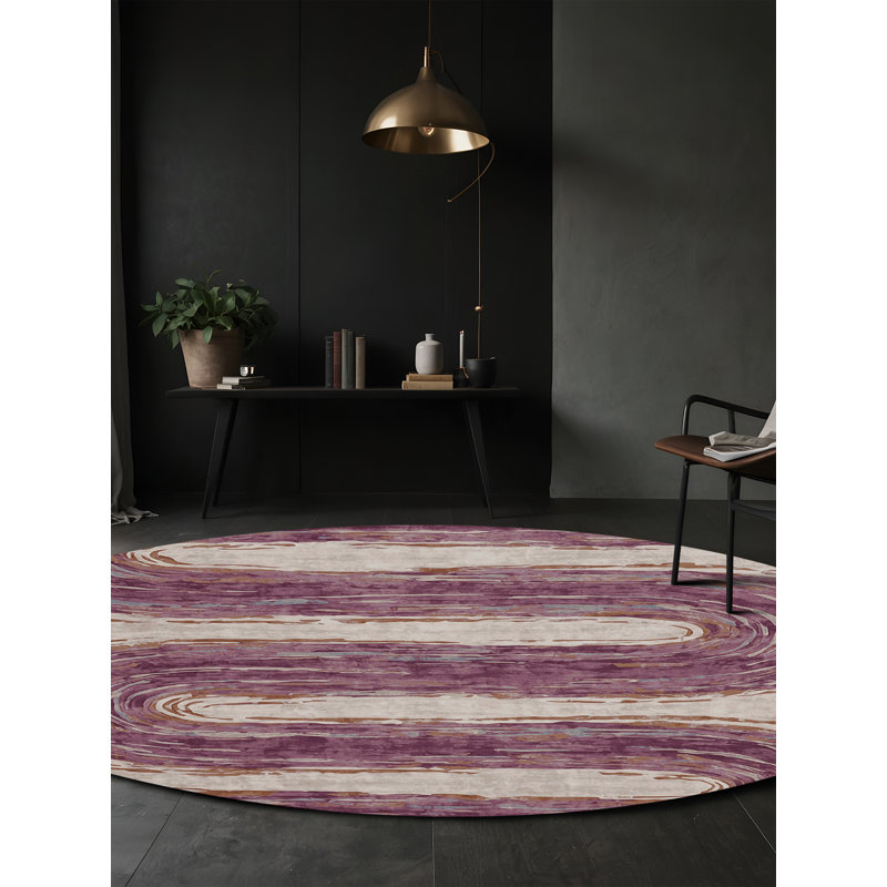 Tapis gris soyeux et moelleux, Rond 8 pi