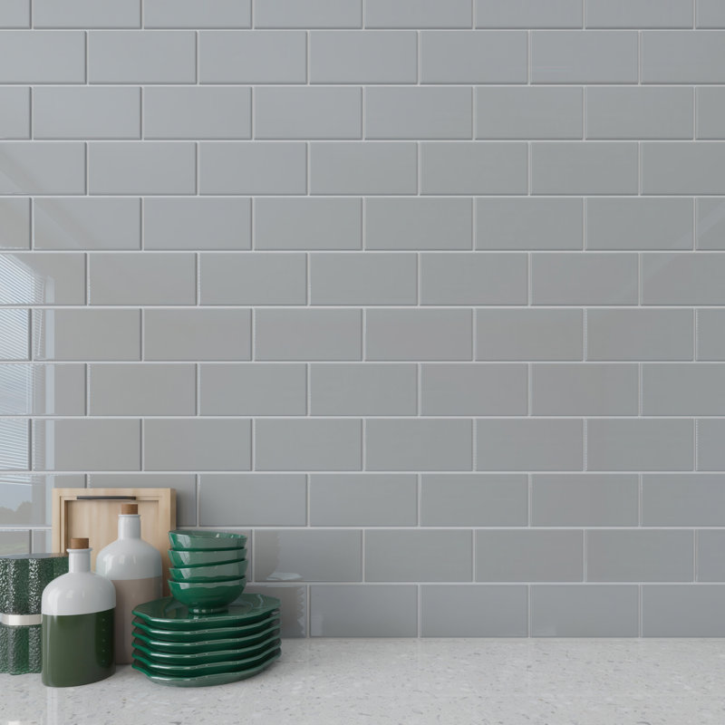 Subway Glass Tile 3" x 6", Gray