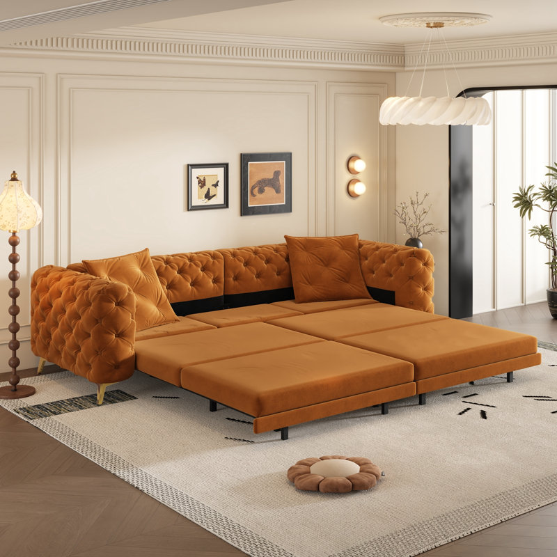Canapé-lit convertible Nithsdale avec repose-pieds mobile, Orange