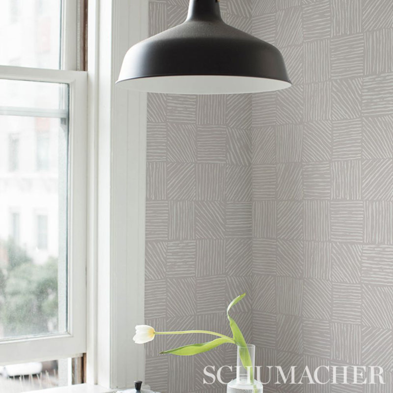 Schumacher x Caroline Z Hurley Katama Wallpaper, Ivory Stone