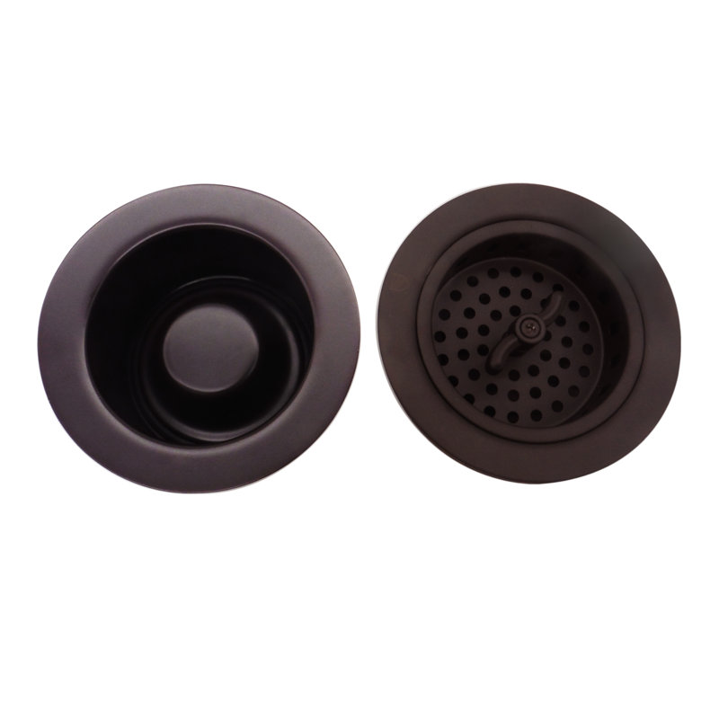 COMBO PACK 3-1/2" Wing Nut Twist Style Kitchen Sink Basket Strainer and Waste Disposal Drain Trim, Oil Rubbed Bronze