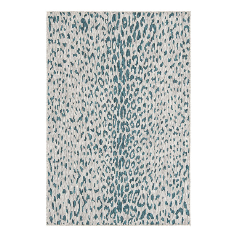 Teal Samburu Indoor/Outdoor Safari Rug, Rectangle 4' x 6'