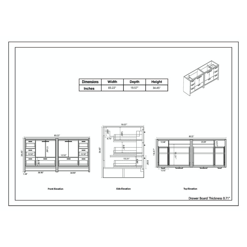 Ensemble de meuble-lavabo double 83,4 po Lefebvre, null