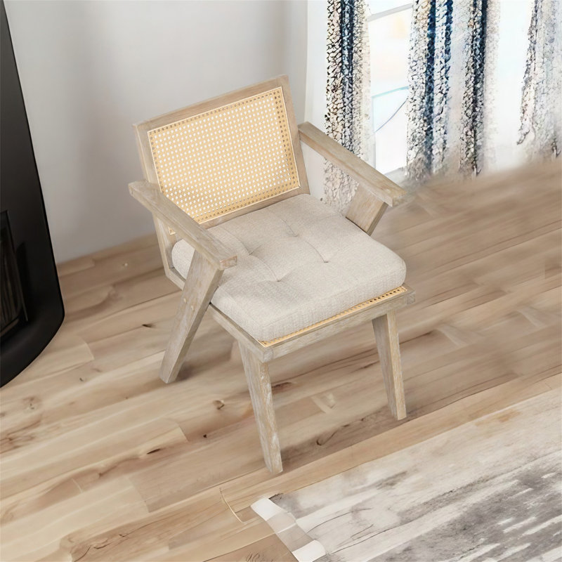 Fauteuil large 17,3 po Avihay, Bois, 100 % lin gris