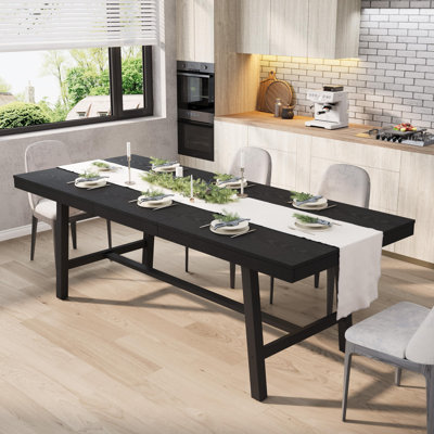 63-83 "Table de salle à manger extensible pour 6-8, table de cuisine rectangulaire industrielle avec structure en métal