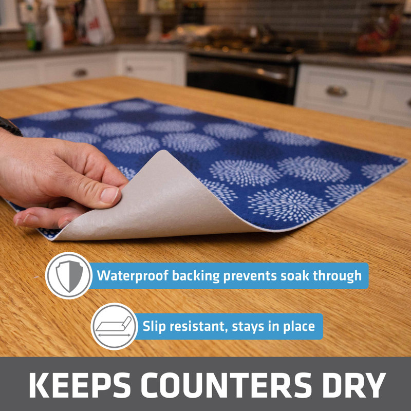 Medicine Blue XL Low-Profile Super Absorbent Dish Drying Mat