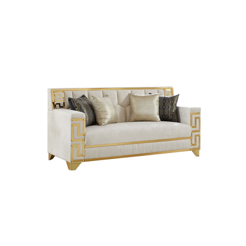 Hira Sofa and Loveseat, Cream, Gold