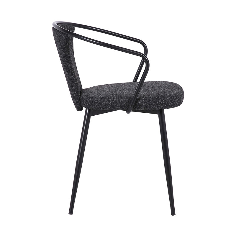 Chaise de salle à manger contemporaine en finition thermolaquée noire et tissu noir