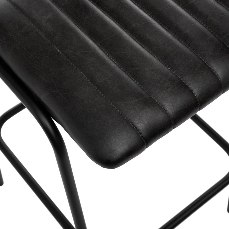Tevis Upholstered Counter Stool with Metal Frame, Black