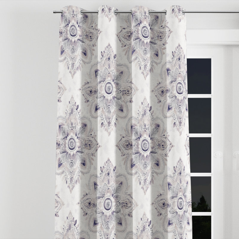 Rideaux à motif cachemire - Rideau à œillets Boho Azayah - 1 panneau, L 52 po x L 108 po, Œillets argentés