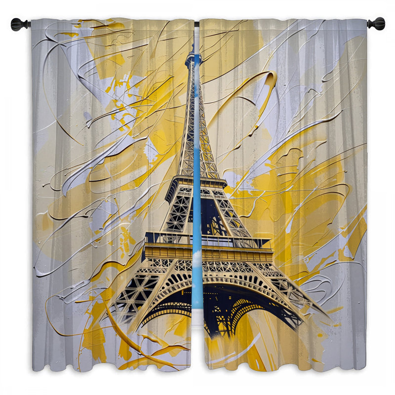 Rideaux de fenêtre Tour Eiffel obscurcissant et obscurcissant - 2 panneaux, 40in x 60in - 2 panels, Transparent