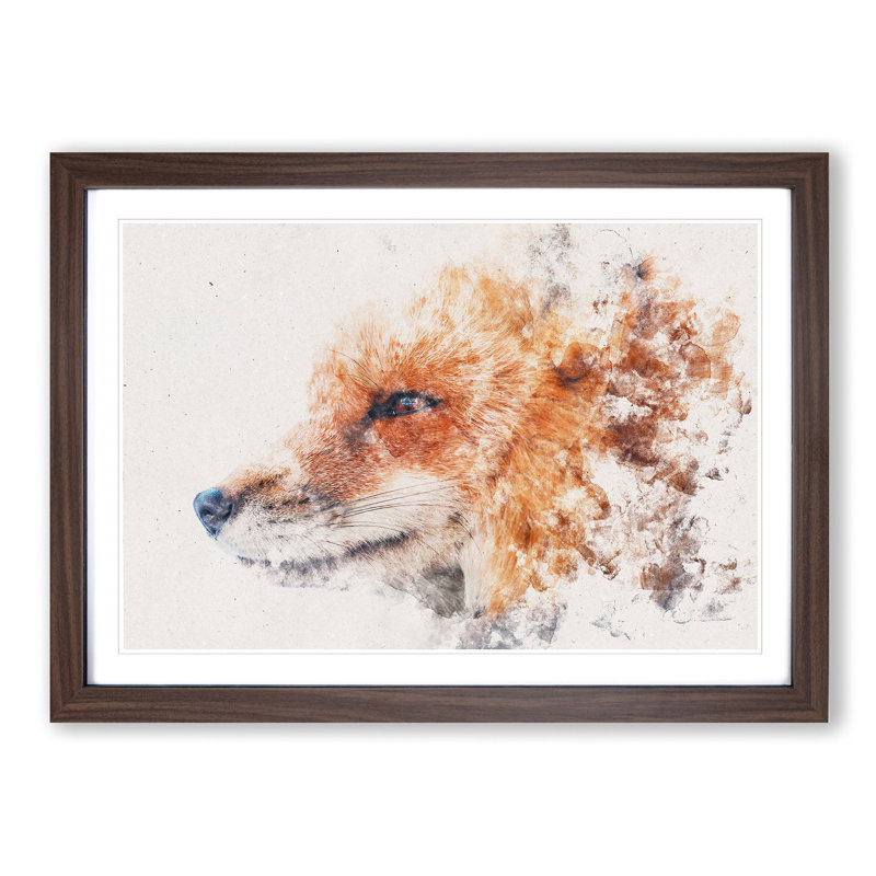 Profile of a Red Fox - Picture Frame Graphic Art Print, Walnut Framed, 33cm H x 45cm W x 2cm D