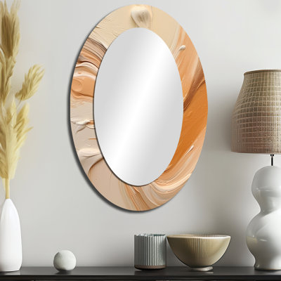 Miroir décoratif ovale orange et beige illimité III sur métal