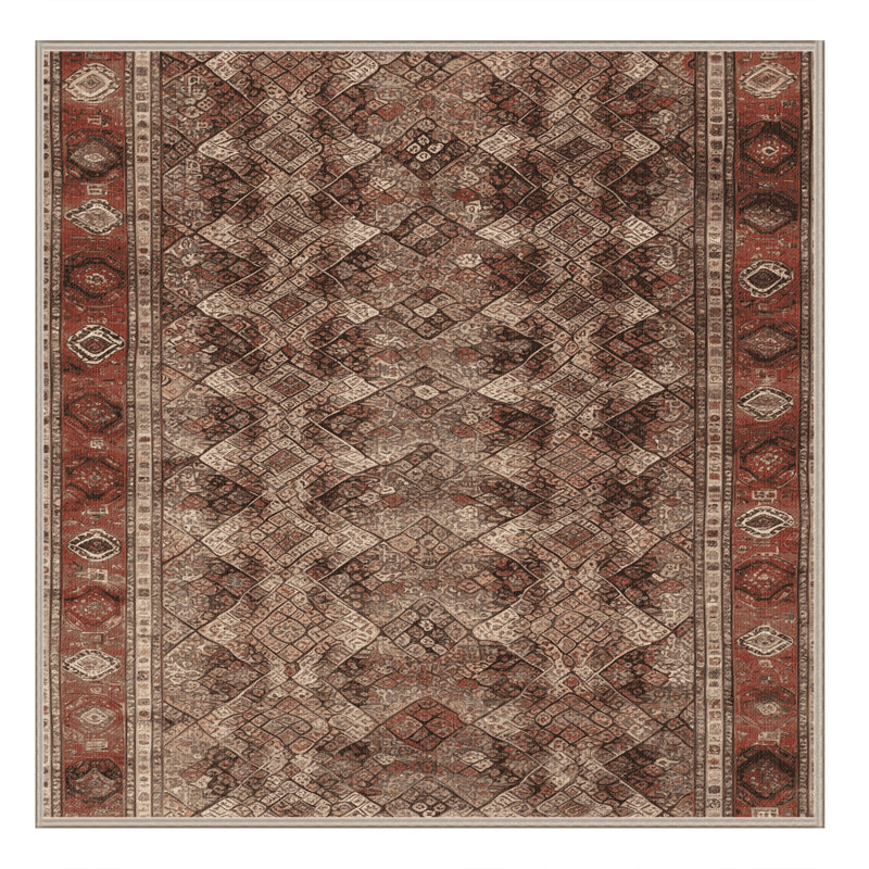 Tapis brun lavable à la machine, Carré 3 pi