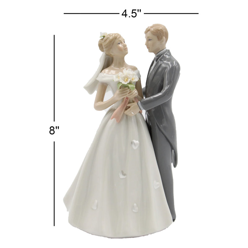 Fine Porcelain Classic Bride & Groom Figurine- 8"H 