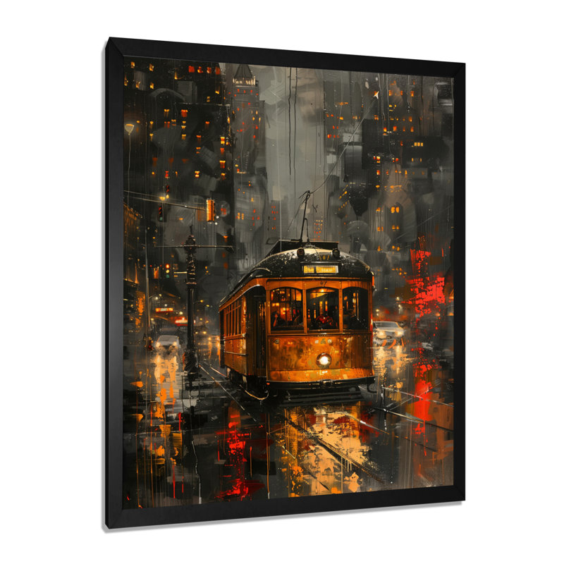 Jaune et gris urbain Haven City - décoration murale ville, Cadre simple noir, H 24 po x l 32 po