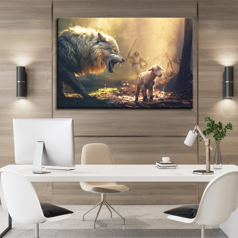 «Lost Lamb & Evil Wolf», toile encadrée, H 20 po x l 30 po