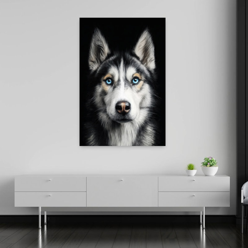 Husky dog, art contemporain de chien, H 60 po x l 40 po