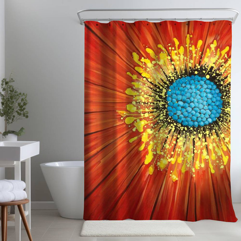 Floral – Polyester Shower Curtain, Dye Sublimation Print, 71" W × 74" L