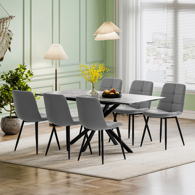 6 - Person Drop Leaf Dining Set, Grey, Grey