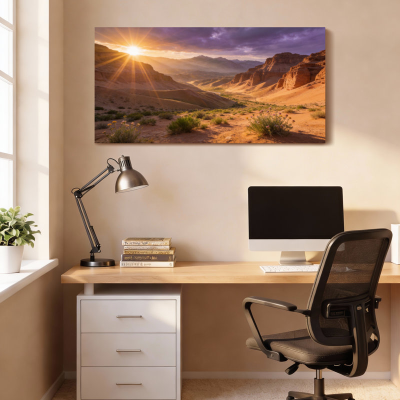 «Desert Sunset Landscape», ensemble de 1 reproduction d'art sur toile tendue, 4020