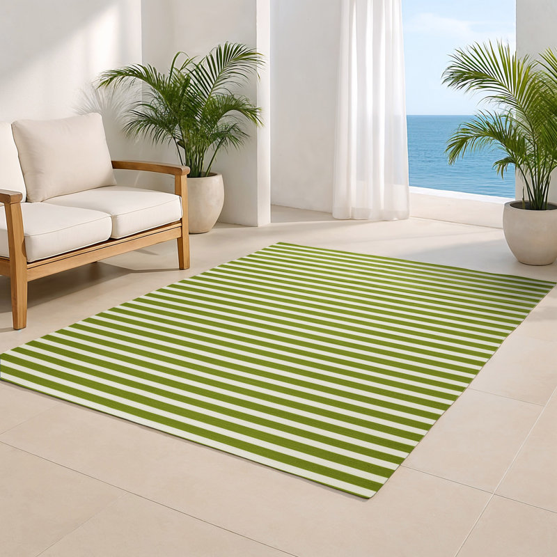 Tapis intérieur / extérieur beige HorizontalStripes, Rectangle 9 pi x 12 pi