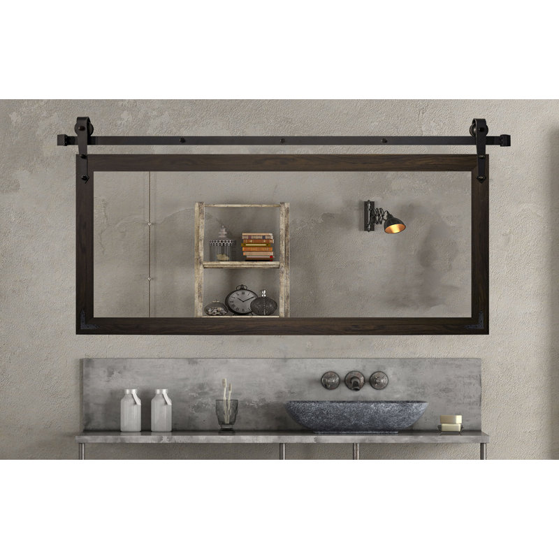 Neace Engineered Wood Rectangle Mirror, 30.5'' H x 54'' W x 0.75'' D, Black Walnut