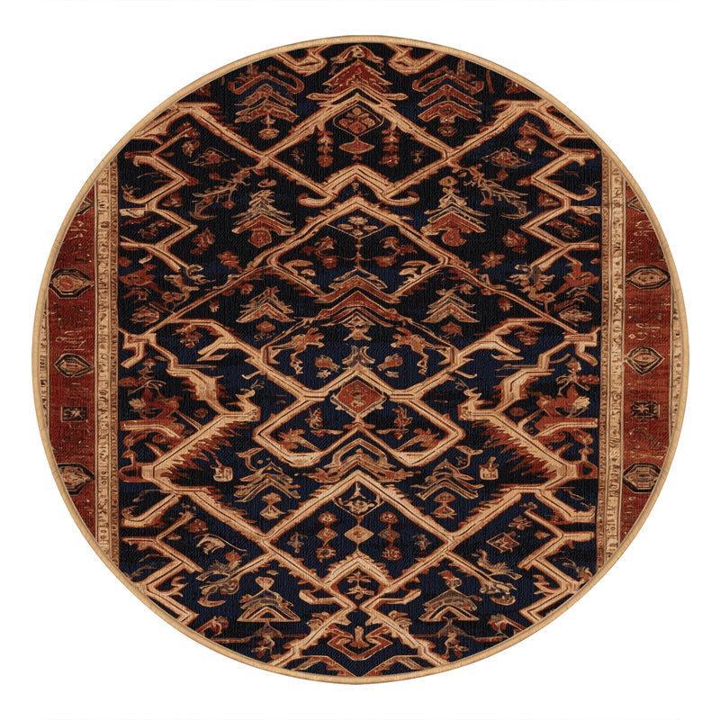 Tapis brun lavable à la machine, Rond 3 pi