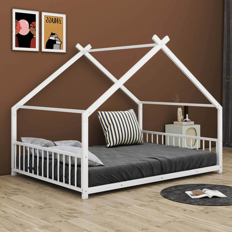 Tomita Metal House Bed, White, Full