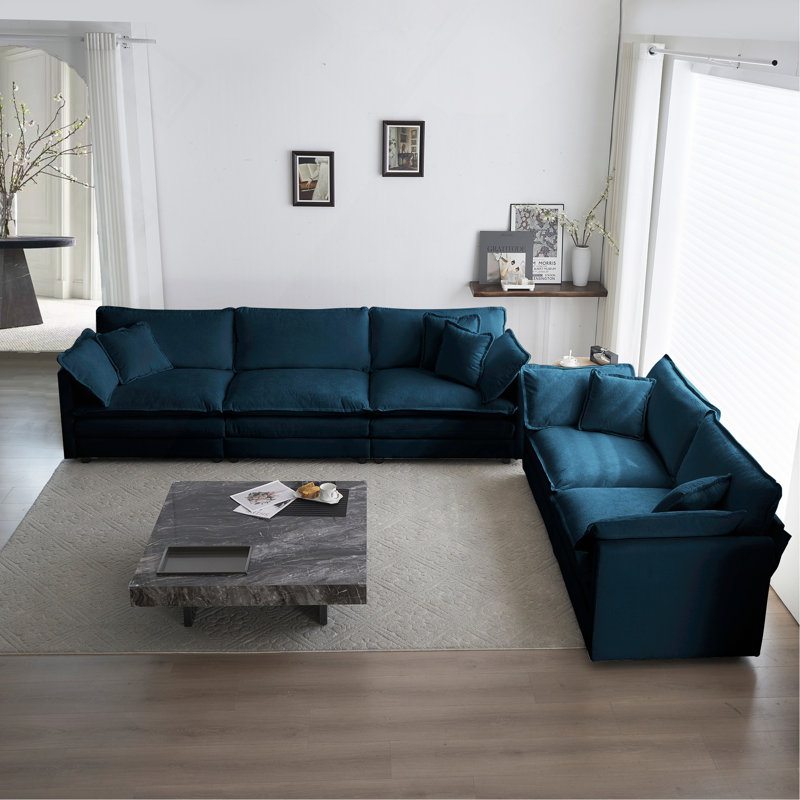 Ensemble de 2 canapés en chenille, Bleu