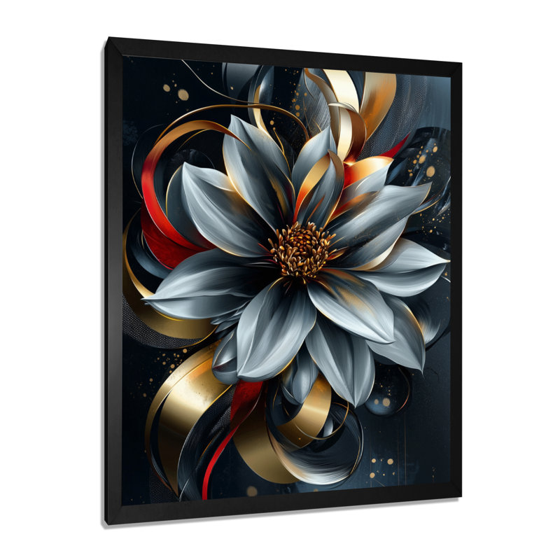 Ben - Floral Canvas Wall Art, Noir, noir, noir, noir, 20" H x 12" W, Reproduction encadrée d'une seule photo