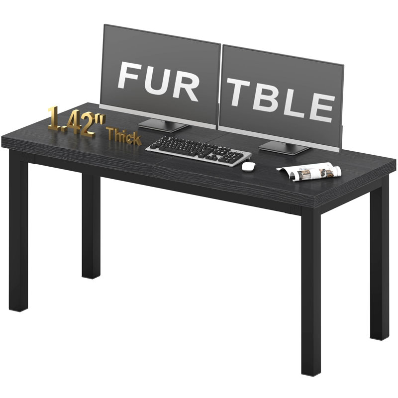 Grand bureau d'ordinateur, bureau d'ordinateur de jeu avec un design moderne, bureau d'ordinateur de bureau., Noir