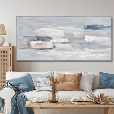 Peinture minimaliste grise, formes abstraites encadrées, décoration murale moderne grise