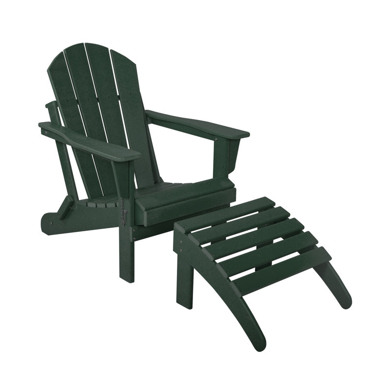 Laguna Foldable Outdoor Adirondack Chair, Dark Green
