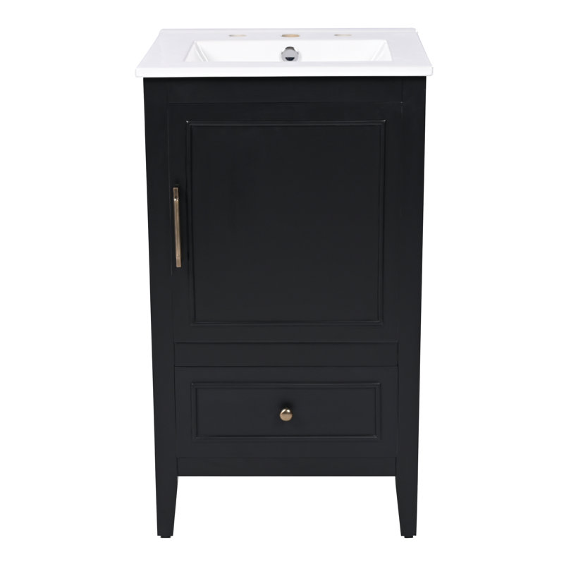 Meuble-lavabo noir 20 po avec lavabo